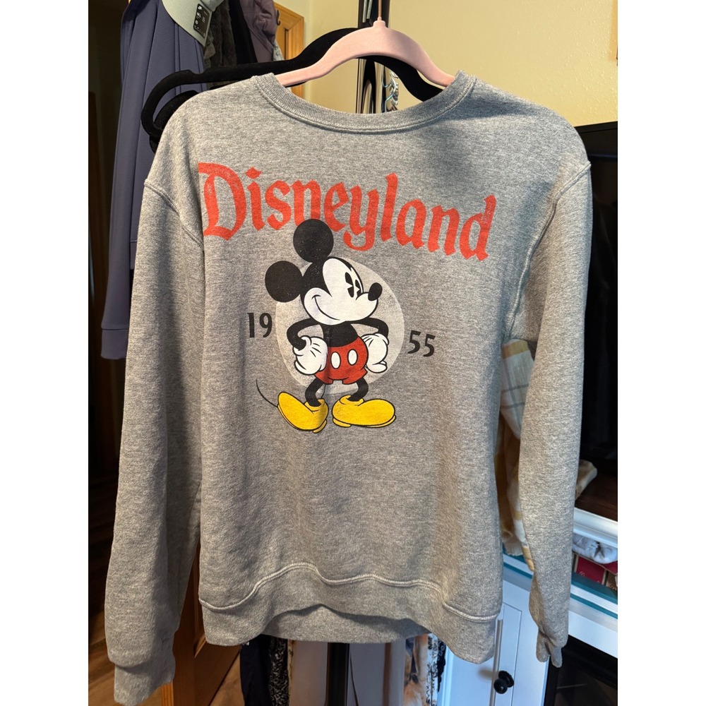 Disney Parks Disneyland 1955 Mickey Mouse Graphic Sweatshirt Heather Gray Small